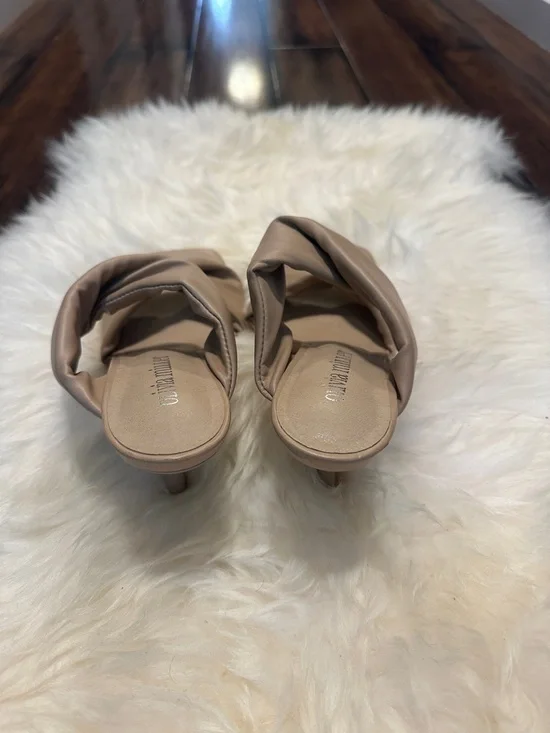 Olivia Miller Taupe Twisted Strap Slide Heels, New without the box - Picture 3 of 6